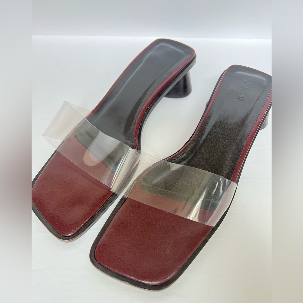 By Far Sonia PVC And Bordeaux Leather Slip On Sandal